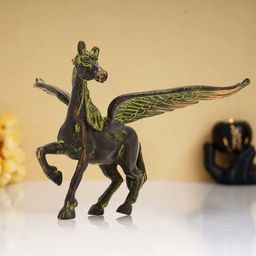 CraftVatika Green Brass Flying Angel Horse Showpiece-image-60