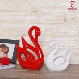 GW CREATIONS Red Swan Couple Statue Figurine Showpiece-image-74