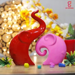 GW CREATIONS Red Elephant Family Fengshui Vastu Figurine Showpiece-image-50