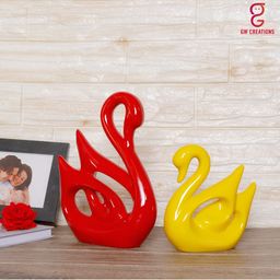 GW CREATIONS Red & Yellow Swan Couple Statue Figurine Showpiece-image-75