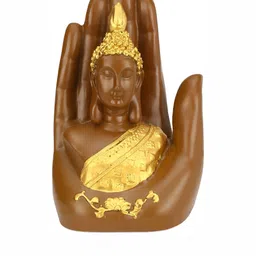 GW CREATIONS Brown & Gold toned Polyresin Buddha Figurine Showpiece-image-96