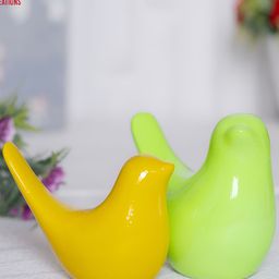 GW CREATIONS Green & Yellow 2 Pieces Figurine Showpiece-image-32