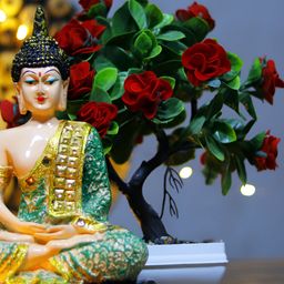 GW CREATIONS Green & Gold Toned Buddha Figurine Showpiece-image-99