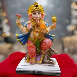 SANKALAN CREATIONS Gold Toned & White Decorative Lord Ganesha Figurine Showpiece-image-56