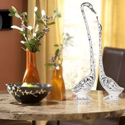 HANDICRAFTS PARADISE Silver Toned 2 Pieces Animal Swan Metal Showpiece-image-31