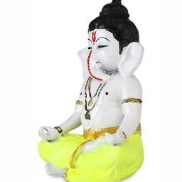 GW CREATIONS White & Yellow Religious Idol Small Ganesha Showpiece-image-13