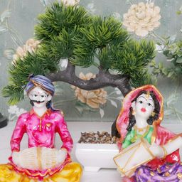 GW CREATIONS White & Green 3 Pieces Figurine Showpiece-picture-11
