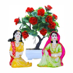 GW CREATIONS Red and Yellow 3 Pieces Figurine Decorative Showpiece-18
