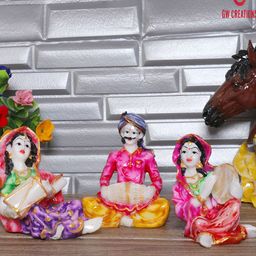 GW CREATIONS White 3 Pieces Marble Figurine Showpiece-image-85