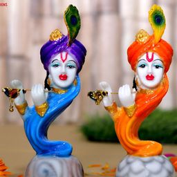 GW CREATIONS Orange & Blue 2 Pieces Figurine Showpiece-image-110