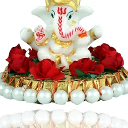 GW CREATIONS Mini Ganesh Gulab Seat Figurine Showpiece-image-2