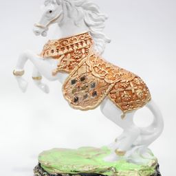GW CREATIONS White & Gold Toned Horse Figurine Showpiece-image-79