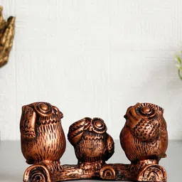 eCraftIndia Brown 3 Owl Sitting on Branch Showpiece-image-89