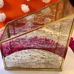 Timaya's Decor Gold Toned Brass and Glass Small Magazine Holder Showpiece-image-99