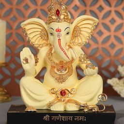 Perpetual Beige Gold-Plated Ganesha Idol Showpiece-image-77