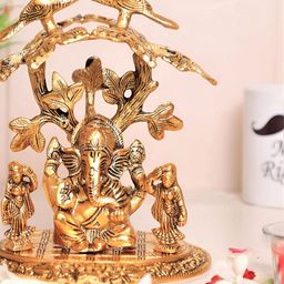 Kridaykraft Gold Toned Lord Ganesha Religious Small Idol Showpiece-image-12