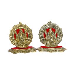 Kridaykraft Gold-Toned & Red 2 Pieces Metal Small Idol Showpieces-image-31