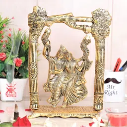 Kridaykraft Gold-Toned Radha Krishna in Jhula Showpiece-image-21
