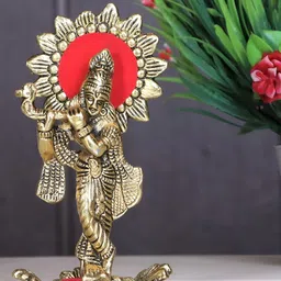 Kridaykraft Gold Toned & Red Metal Religious Idol Showpiece-image-48