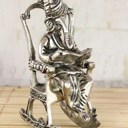 eCraftIndia Silver-Toned Lord Ganesha On Rocking Chair Antique Showpiece-25