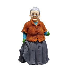 GLOOKS Brown & Grey Old Lady Statue Marble Dust Showpiece-image-4