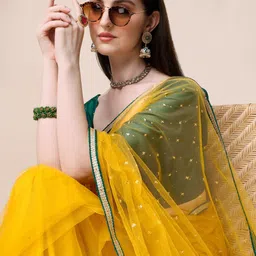 Sangria Embroidered Zari Net Sarees-picture-7