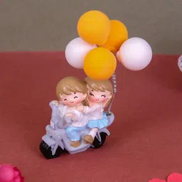 TIED RIBBONS Grey & White Romantic Love Couple With Balloon Showpiece-27