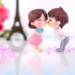 CraftVatika Pink & White Couple Miniature Figurine Showpiece-26