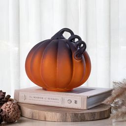 Artstory Ventures Orange & Black Glass Idol Smoked Glass Decorative Pumpkin Showpiece-image-63