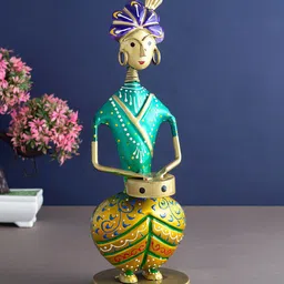 Golden Peacock Blue & Gold-Coloured Musician Figurine Showpieces-image-68
