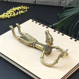 DULI Gold-Toned Dhokra Art Lady Brass Statue Reading Book Lady Showpiece-45
