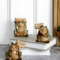 Aura Brown & Green 3 Pcs Ceramic Figurine Showpieces-12