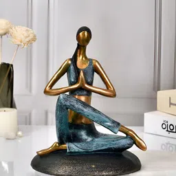 Aura Gold-Toned Dipped Metallic Yoga Statue Figurine Showpiece-image-85
