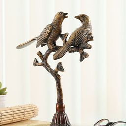 Two Moustaches Brown Textured Brass Love Birds On Tree Figurine  Showpiece-image-86