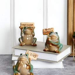 Aura Green & Brown 3 Pcs Ceramic Figurine Showpieces-image-32