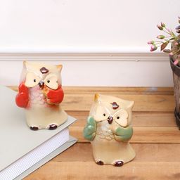Aura Cream-Coloured 2 Pcs Owls Figurine Showpieces-21