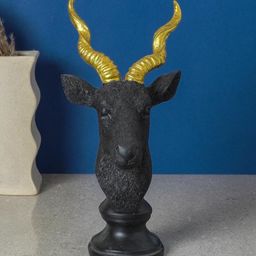 The Decor Mart Black & Gold Toned Antlelope Table Decor Showpiece-image-22