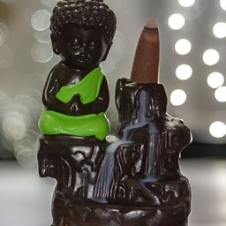 bettergiftflowers Green and Black Zen Meditation Buddha Smoke Fountain Idol Showpiece-4