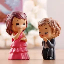 CraftVatika Pink & Black Couple Miniature Figurine Showpiece-picture-27