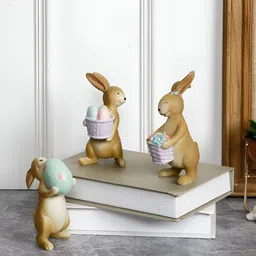 Aura Brown 2 Pieces Cute and Playful Bunny Showpiece-image-28