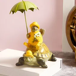 Aura Yellow Playful Bird and Turtle Showpiece-image-13