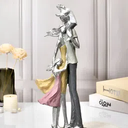 Aura Silver-Toned Metallic Finish Family Love Showpiece-image-88