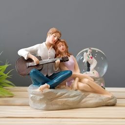 CraftVatika Cream & Blue Couple Miniature Figurine Showpiece-picture-19