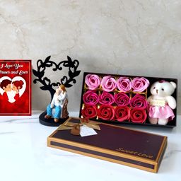 CraftVatika Black & Pink Figurine Valentine Gift Couple Hug Resin Showpiece-image-28