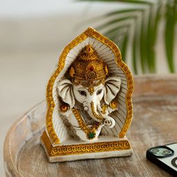 ExclusiveLane Gold & White Ganpati Head Idol Decorative Showpiece Figurine-image-53