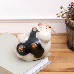 Aura White Brawny & Charming Ceramic Cow Showpiece-image-99