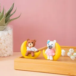 CraftVatika Yellow & Brown 2 Pieces Teddy Figurine Showpiece-30