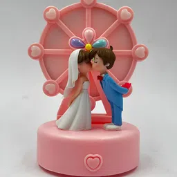 CraftVatika Pink Small Figurine Couple Kissing Miniature With Light Showpiece-picture-33