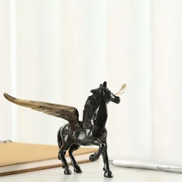 Two Moustaches Flying Angel Brass Horse Showpiece-image-21