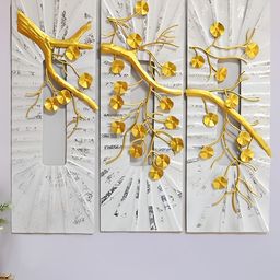 CraftVatika White & Yellow 3 Pieces Metal Wall Hangings-picture-30